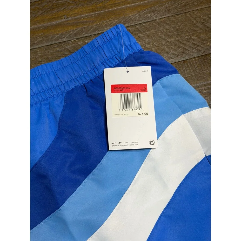 Nike Swim Trunks Mens Large Blue NWT Volley Shorts Wave Pattern